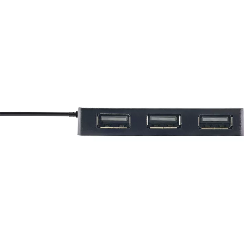 Hub USB 2.0 InLine de 4 puertos, conector macho Type-A a 4x conector hembra Type-A, negro, 30 cm