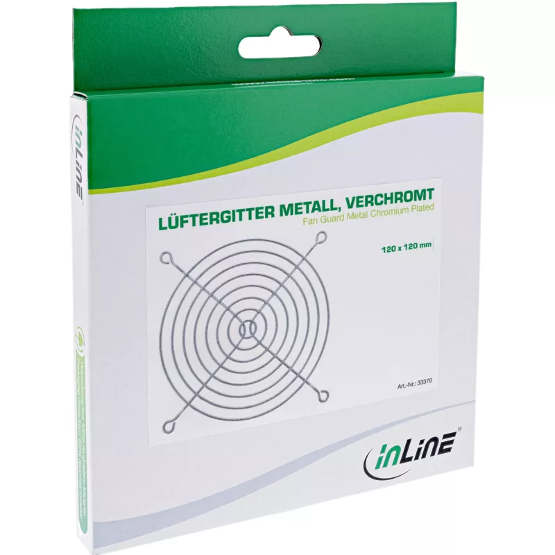 Rejilla protectora para ventilador InLine de metal cromado, 120x120mm