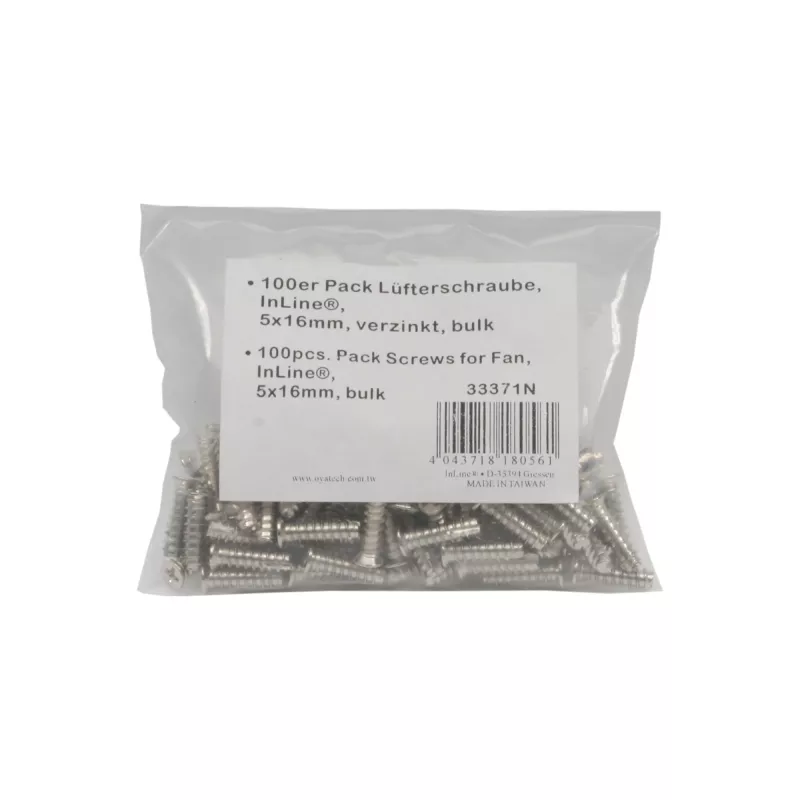 Tornillos para ventilador InLine 5x16mm plateados 100 uds. paquete
