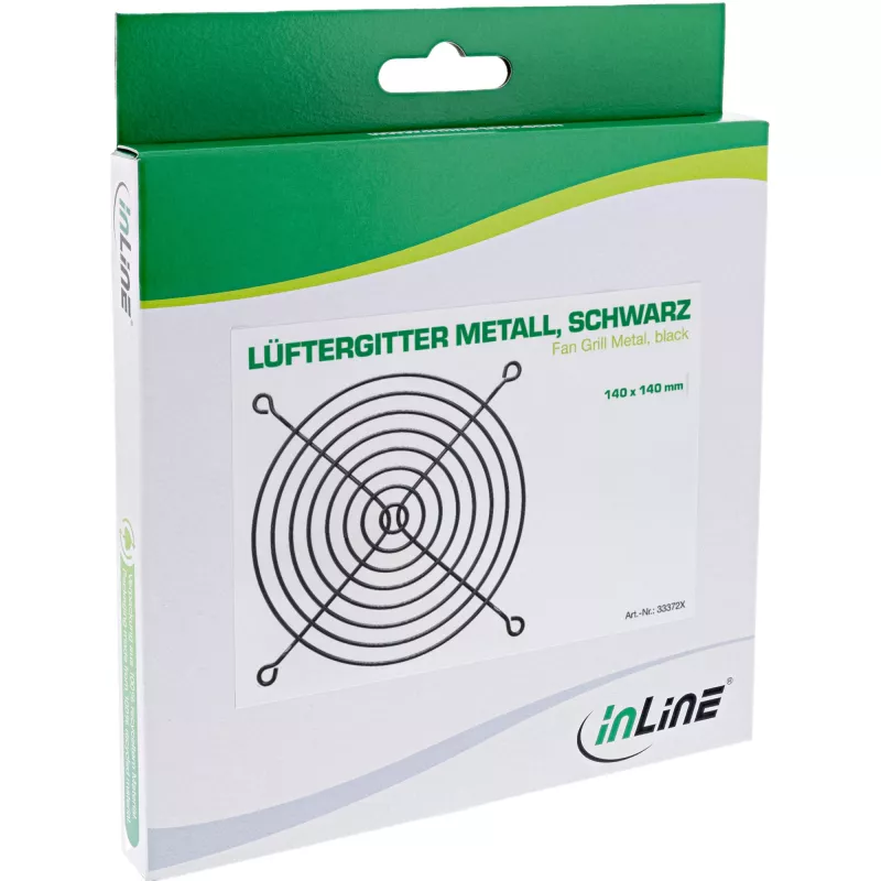 Rejilla para ventilador InLine de metal, negro, 140x140mm