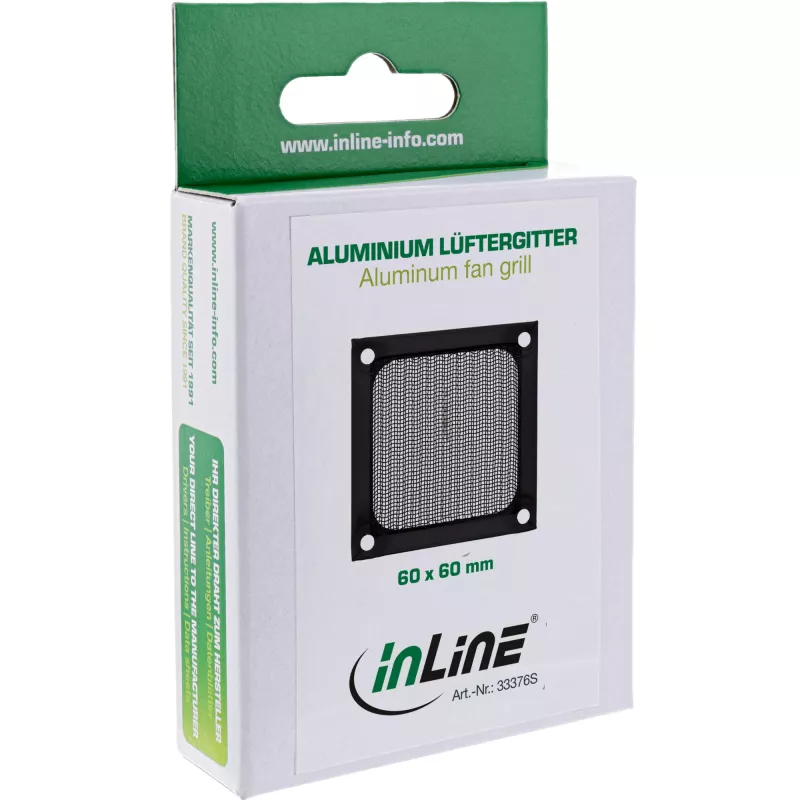 Filtro de aluminio para rejilla de ventilador InLine, negro, 60x60mm