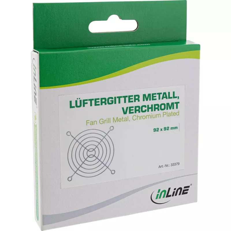 Rejilla protectora para ventilador InLine de metal cromado, 92x92mm