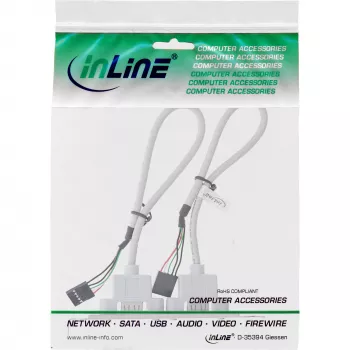 Tapa de ranura InLine 2x USB 2.0 Type-A hembra a 2x cabecera interna de 5 pines 0,3m