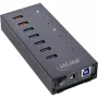Hub USB 3.2 Gen.1 InLine de 7 puertos con carcasa de aluminio y fuente de alimentación de 2,5A, negro