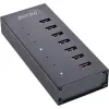 Hub USB 3.2 Gen.1 InLine de 7 puertos con carcasa de aluminio y fuente de alimentación de 2,5A, negro