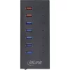 Hub USB 3.2 Gen.1 InLine de 7 puertos con carcasa de aluminio y fuente de alimentación de 2,5A, negro