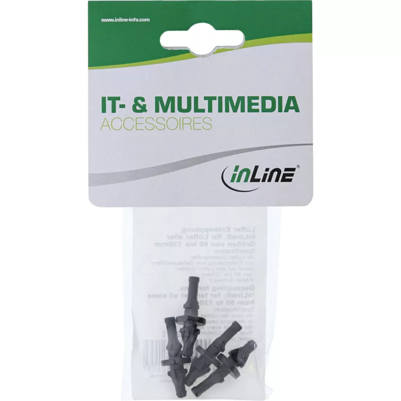 Desacoplador para ventilador InLine, para ventiladores de todos los tamaños de 60 a 120 mm, 4 uds. pack