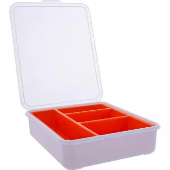 Caja de pequeñas cantidades InLine, 4 compartimentos, 180x140x40mm, naranja