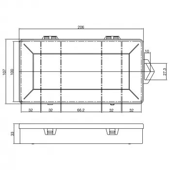 Caja de piezas pequeñas InLine, 5 compartimentos, 206x107x33mm, transparente