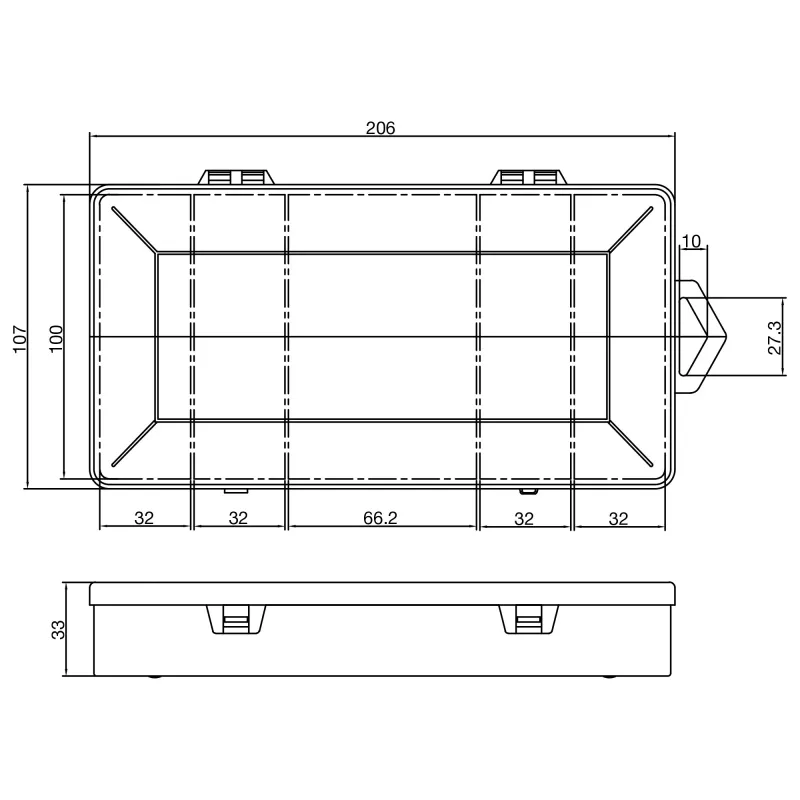 Caja de piezas pequeñas InLine, 5 compartimentos, 206x107x33mm, transparente