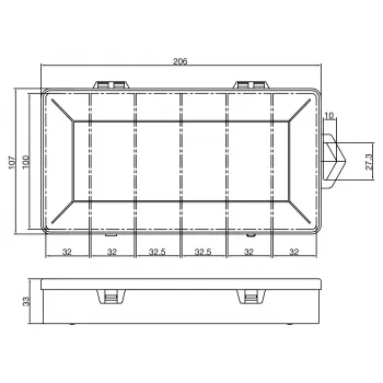 Caja de pequeños recipientes InLine, 6 compartimentos, 206x107x33mm, transparente