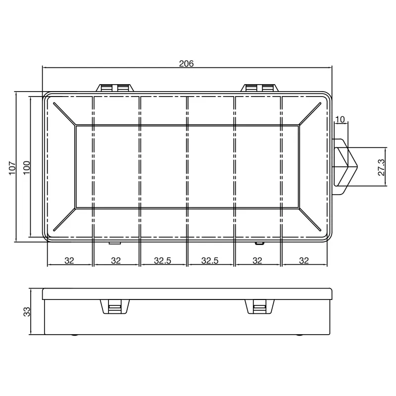 Caja de pequeños recipientes InLine, 6 compartimentos, 206x107x33mm, transparente