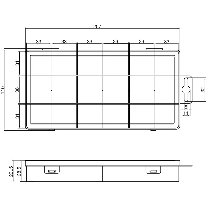 Caja de piezas pequeñas InLine, 18 compartimentos, 207x110x27mm, transparente