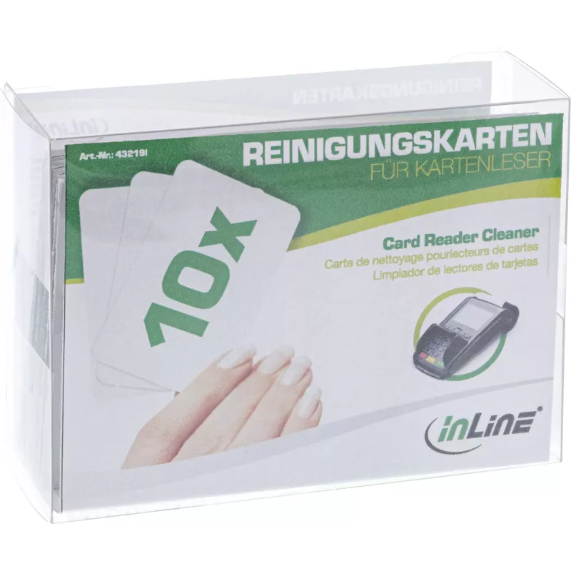 Tarjetas de limpieza para lectores de tarjetas magnéticas InLine 10 uds. — blancas, para zonas de difícil acceso