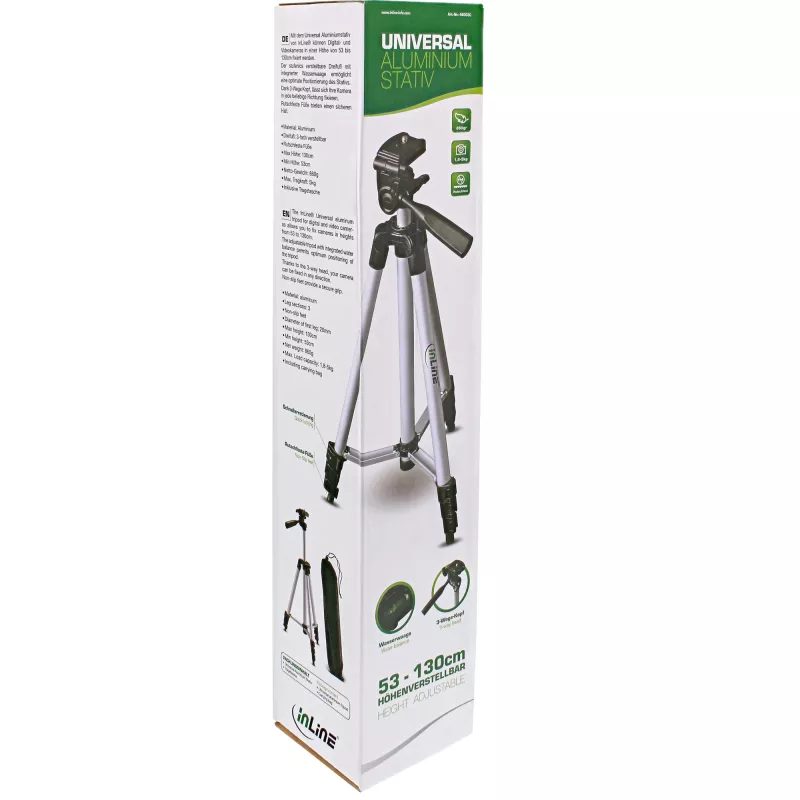Trípode de aluminio profesional InLine 3 patas hasta 1,30 m