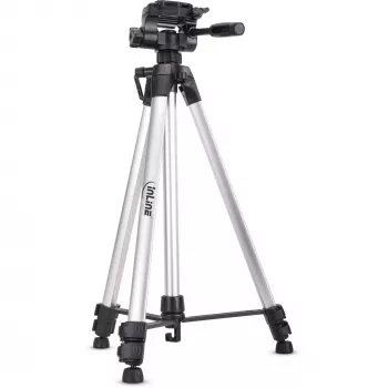 Trípode ligero profesional InLine plateado capacidad de carga 5 kg altura 173 cm
