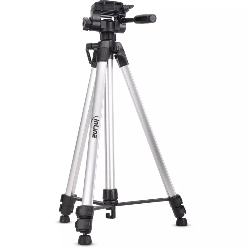 Trípode ligero profesional InLine plateado capacidad de carga 5 kg altura 173 cm