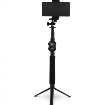 Selfie stick InLine 4 patas con mini trípode aluminio negro máx. 0,75 m