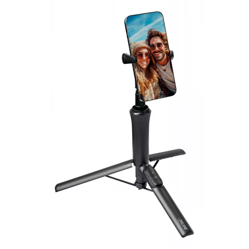 Trípode selfie stick InLine 48091 con mando Bluetooth – soporte extensible para smartphone