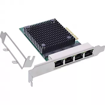 Tarjeta de red Quad Gigabit InLine, 4x RJ45 2,5 Gbit/s, PCIe x4, incl. chapa LP
