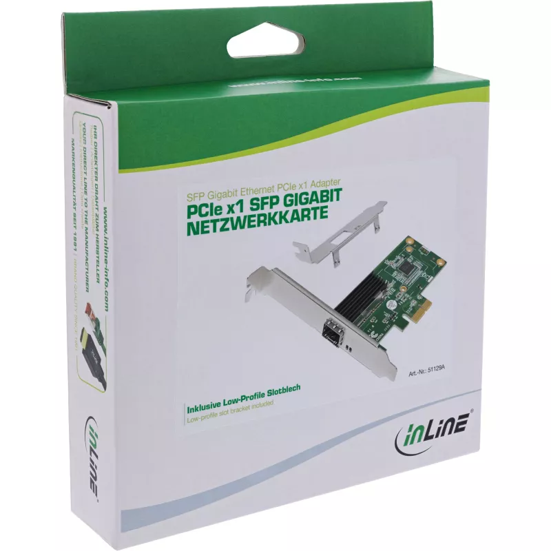 Tarjeta de red Gigabit InLine, 1x SFP, PCIe x1, incl. chapa de perfil bajo