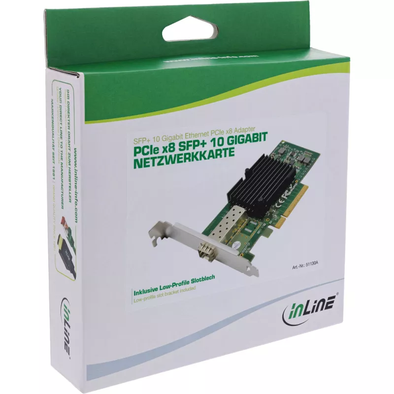 Tarjeta de red 10 Gigabit InLine, 1x SFP+, PCIe x8, incl. chapa de perfil bajo