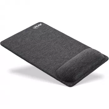 Alfombrilla de ratón InLine con reposamuñecas, textil, negra