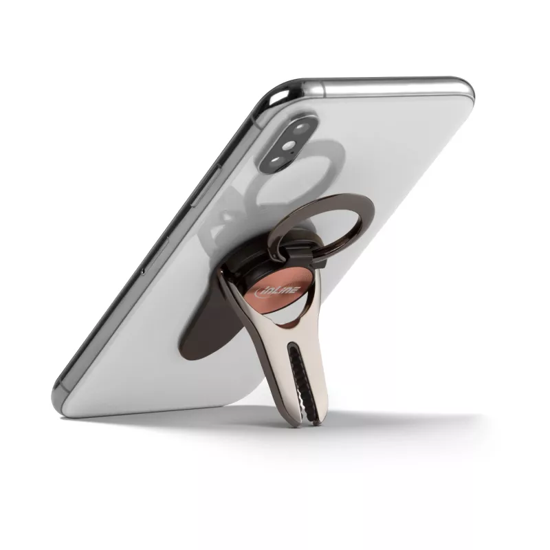 Soporte de coche 3 en 1 para smartphone InLine, soporte, anillo para dedo, oro rosa