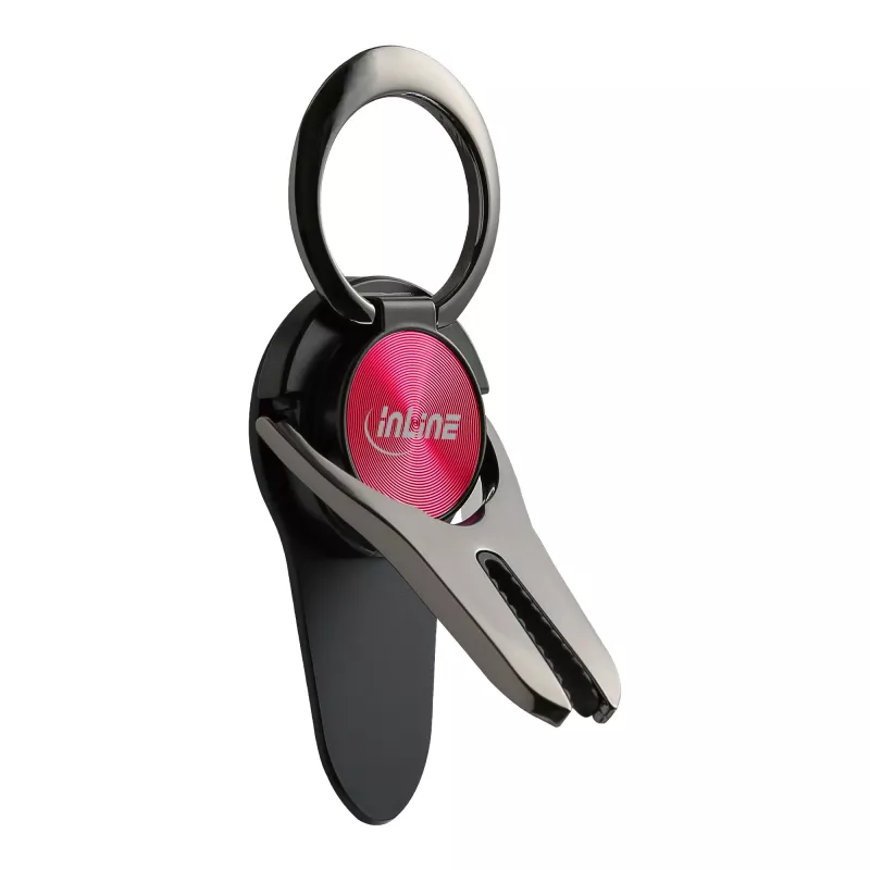 Soporte de coche 3 en 1 para smartphone InLine, soporte, anillo para dedo, rojo