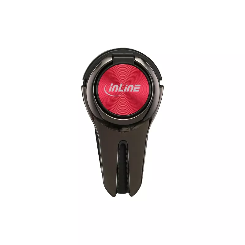 Soporte de coche 3 en 1 para smartphone InLine, soporte, anillo para dedo, rojo