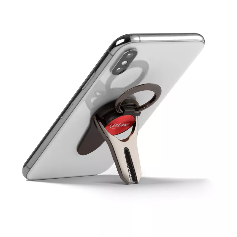 Soporte de coche 3 en 1 para smartphone InLine, soporte, anillo para dedo, rojo