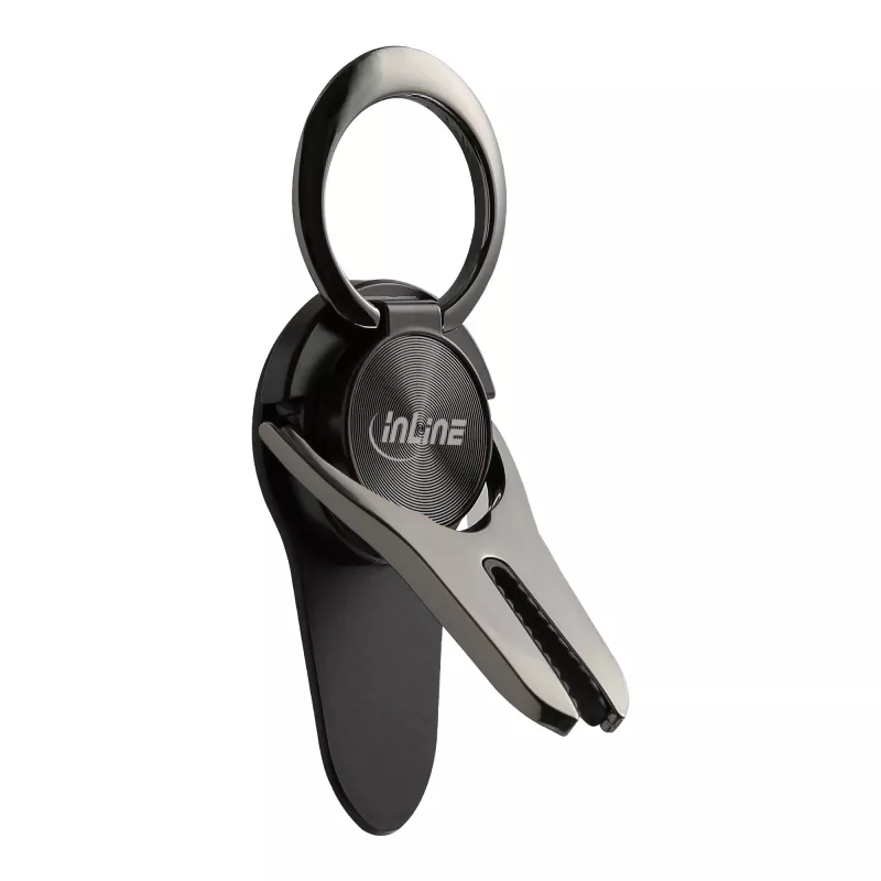 Soporte de coche 3 en 1 para smartphone InLine, base, anillo para dedo, negro