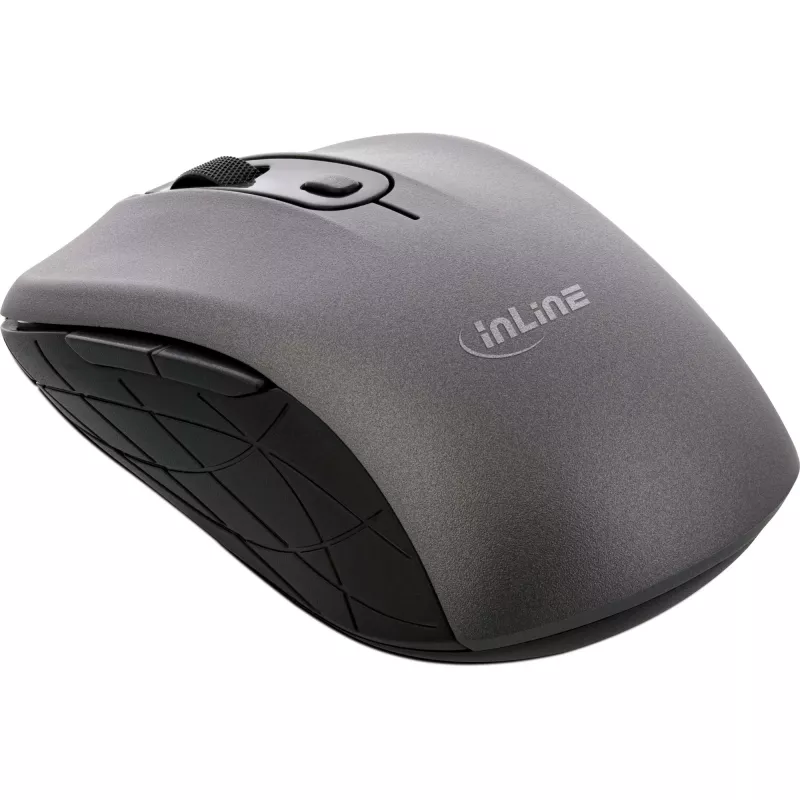 Ratón InLine 3 en 1, Bluetooth + 2x 2,4 GHz, 5 botones, óptico, gris/negro