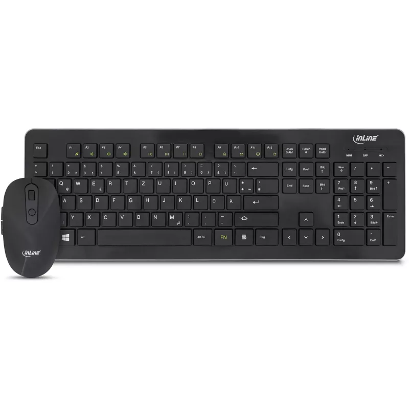 InLine Design Desktop-Set, USB 2,4 GHz, máx. 1600 dpi, negro, ALEMÁN