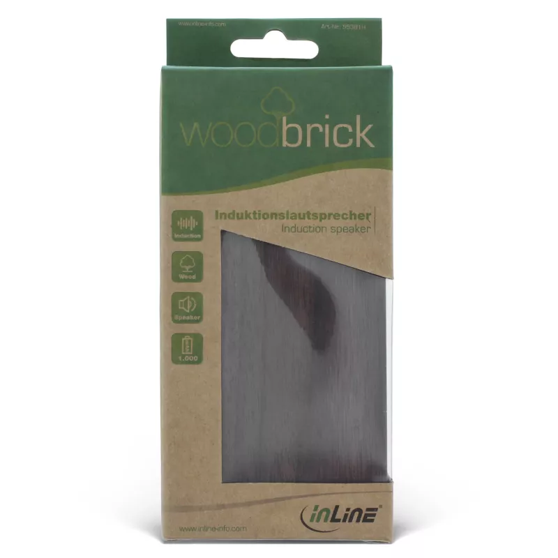 InLine woodbrick, altavoz de inducción en carcasa de madera auténtica