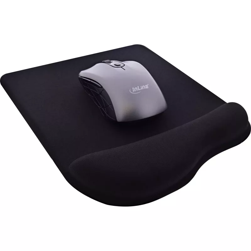 Alfombrilla de ratón InLine, reposamuñecas de gel, 235x185x25mm, negro