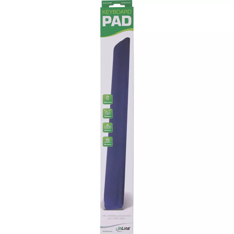 InLine reposamuñecas de gel para teclado, azul, 464x60x23 mm