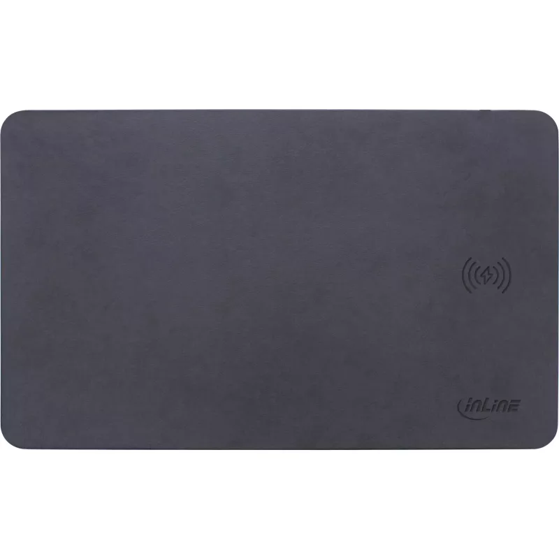 Alfombrilla de ratón InLine, carga inalámbrica, 370x225x7mm, negro