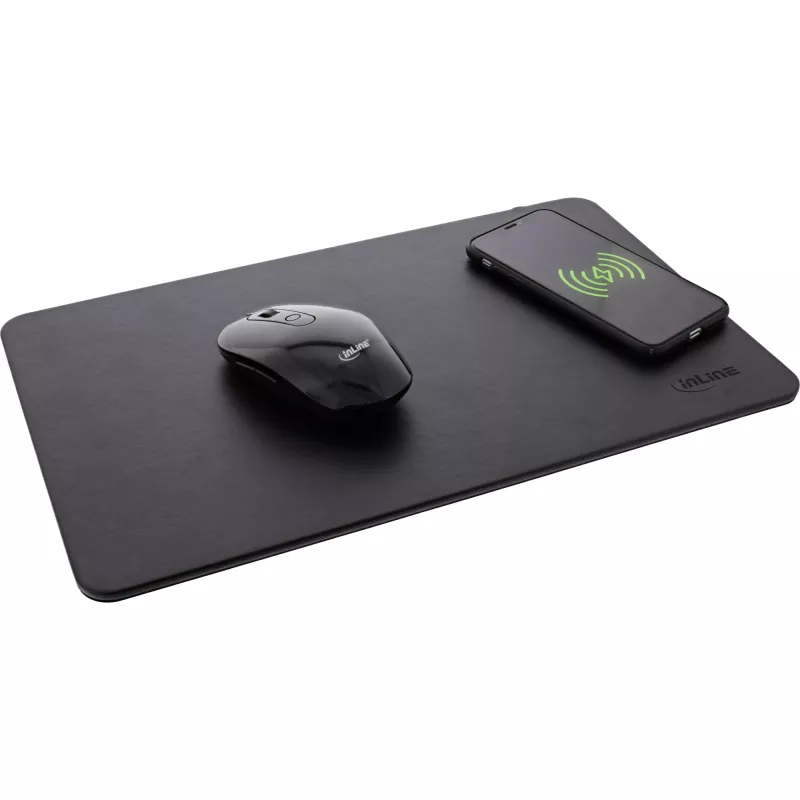 Alfombrilla de ratón InLine, carga inalámbrica, 370x225x7mm, negro