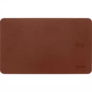 Alfombrilla de ratón InLine, carga inalámbrica, 370x225x7mm, marrón