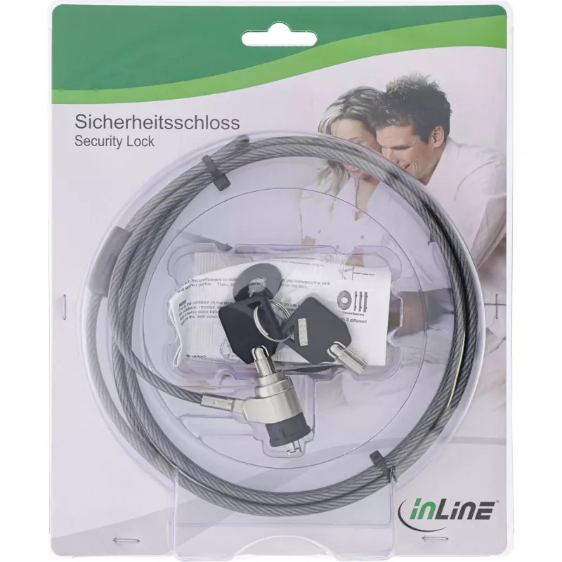InLine candado de seguridad para portátil con llave 4,4mm x 2m