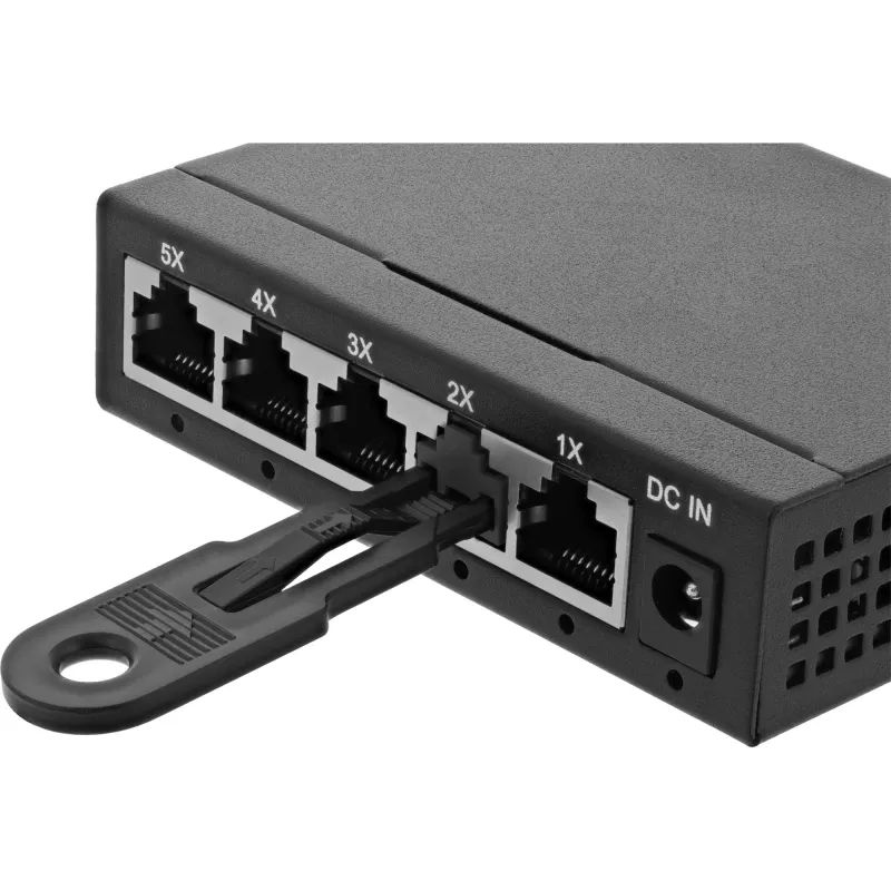 InLine bloqueador de puerto RJ45, kit de inicio con 10 bloqueadores y llave, negro