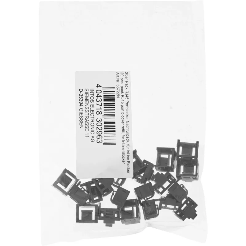 InLine bloqueador de puerto RJ45, pack de recambio de 20, negro