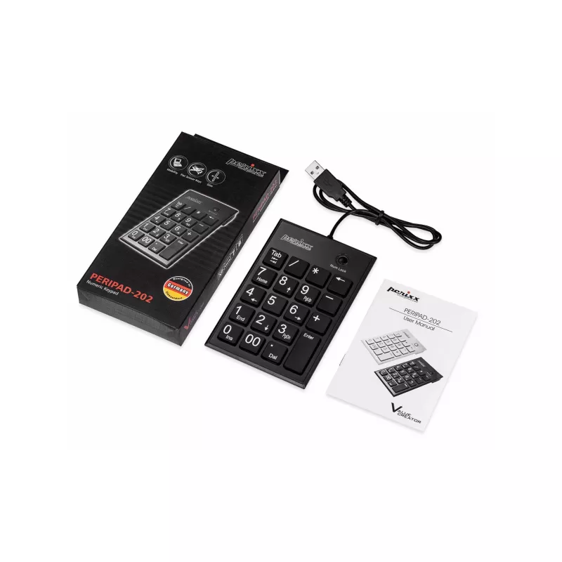 Perixx PERIPAD-202U Teclado numérico USB-A Negro (57161E)