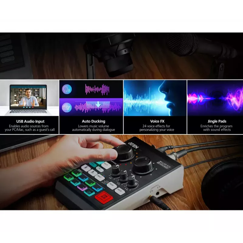 Mezclador de audio ATEN MicLIVE 6-CH 6 canales 24 bits 96 kHz
