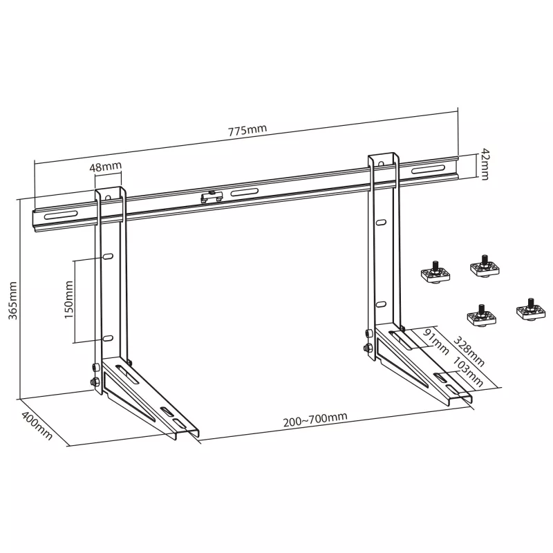 InLine 59998A Soporte para unidad exterior de aire acondicionado split o bomba de calor, blanco