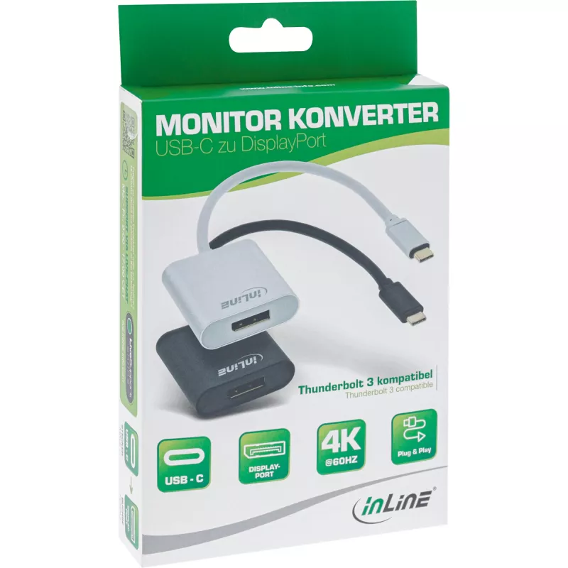 Adaptador de pantalla USB InLine 64102S USB-C a DisplayPort 4K 60Hz
