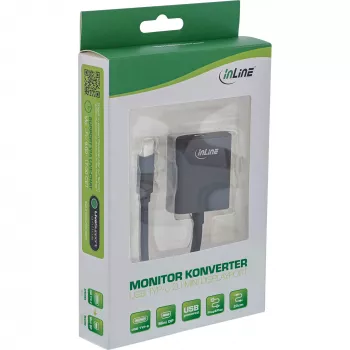 InLine Convertidor de pantalla USB, conector macho USB-C a Mini-DisplayPort, 4K/60Hz, Negro