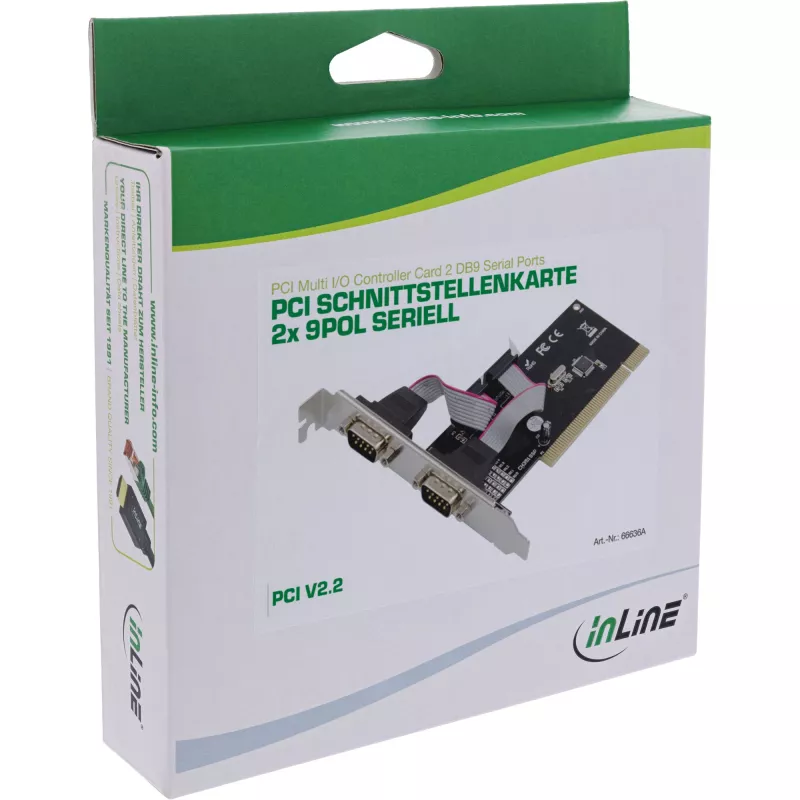 InLine Tarjeta controladora PCI Multi I/O 2 puertos serie DB9