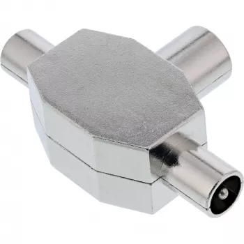 InLine Distribuidor en T de antena para TV 1x conector hembra coaxial a 2x conector macho coaxial 69914